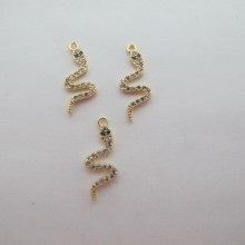10 Snake rhinestone pendants 18x7mm