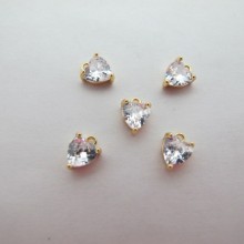 10 Pendentifs strass coeur 7x5mm