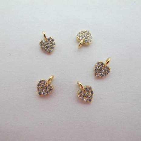 10 Pendentifs strass coeur 8x5mm