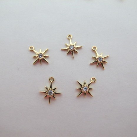 10 Pendentifs strass étoile 10x9mm