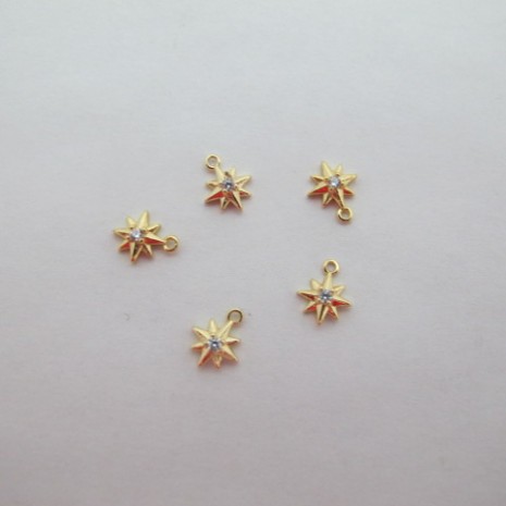 10 Pendentifs strass étoile 6x8mm