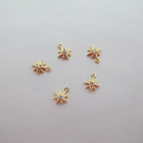 10 Star rhinestone pendants 6x8mm