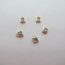 10 Square rhinestone pendants 4x6mm