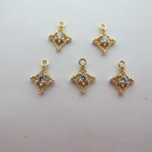 10 Rhinestone pendants Losange 7x10mm