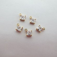 10 Rhinestone pendants Losange 7x5mm