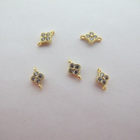 10 Square rhinestone connector 7x4mm