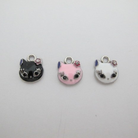 Metal Cat Charms 11x13mm - 30 pcs