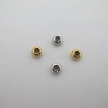 20 pcs perles 6X3 mm avec Caoutchouc à l'intérieur en acier inoxydable