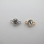 20 Intercalaires rond avec strass en verre 2 trous 9x15 mm