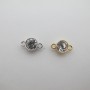 20 Round spacers with glass strass 2 holes 9x15 mm