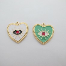 10 Heart pendants eye 26mm