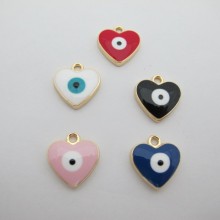 10 Heart pendants eye 16X17mm