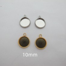35 pcs Support cabochon rond en acier inox 10mm