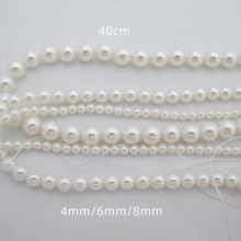 Round Pearly Glass Bead 4mm/6mm/8mm - 40cm
