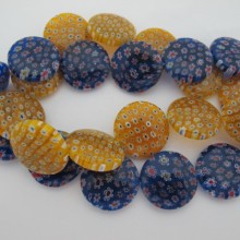 Millefiori beads round and flat