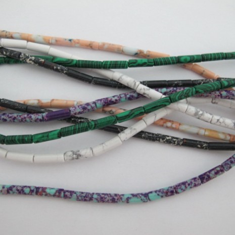 tube 4x13mm Semi-Precious Stones-Wire 40cm