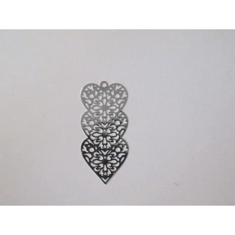 50 Estampe coeur laser cut 45x21mm