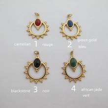 2 pcs Pendentif 18x23mm pierre acier inoxydable