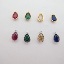 6 Pendentifs strass goutte 5x9mm