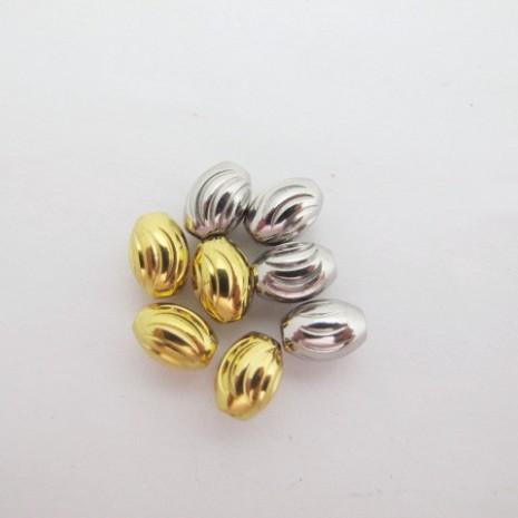 20 pcs oval beads felted moon 6x8mm stainless steel