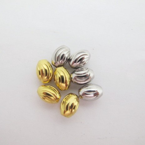 20 pcs perles ovales fecettéé lune 6x8mm en acier inoix