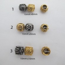 stainless steel large hole beads 5 pcs