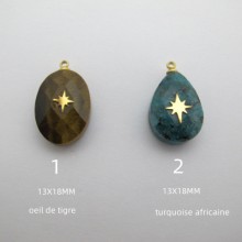 4 pcs Pendentif pierre acier inoxydable