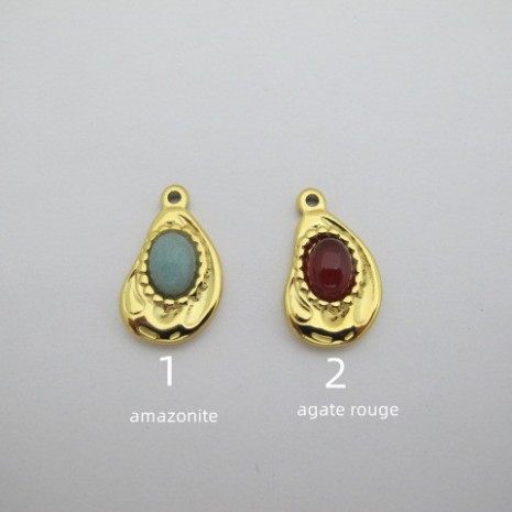 2 pcs Pendentif pierre acier inoxydable