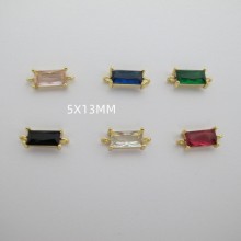 5 pcs intercalaire rectangle strass zircon doré à l'or fin