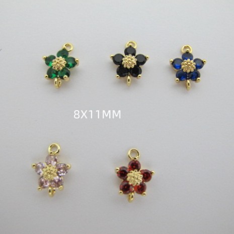 5 pcs intercalaire fleur strass zircon doré à l'or fin