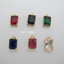 5 pcs Pendentifs rectangle strass zircon doré à l'or fin