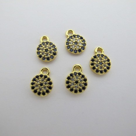 10 pcs Pendentifs strass zircon doré à l'or fin