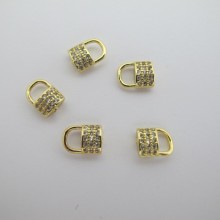 10 pcs Pendentifs strass zircon doré à l'or fin