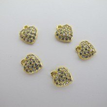 10 pcs Pendentifs strass zircon doré à l'or fin