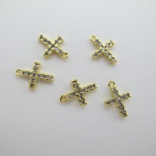 10 pcs Pendentifs strass zircon doré à l'or fin