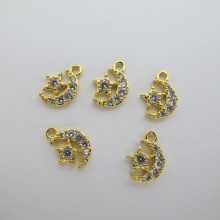 10 pcs Pendentifs strass zircon doré à l'or fin