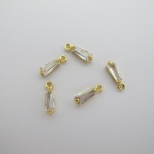 10 pcs Pendentifs strass zircon doré à l'or fin