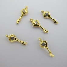 10 pcs Pendentifs strass zircon doré à l'or fin