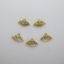 10 pcs Pendentifs strass zircon doré à l'or fin