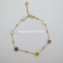 Bracelet perles verre 6mm en acier inox