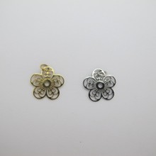 10 pcs Pendentif fleurs 12mm acier inoxydable