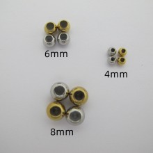 20 pcs perles 4mm/6mm/8mm avec Caoutchouc à l'intérieur en acier inoxydable