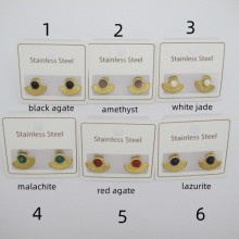 Boucles d'oreilles pierre acier inoxydable doré 11x16mm