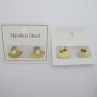 Boucles d'oreilles pierre acier inoxydable doré 11x16mm