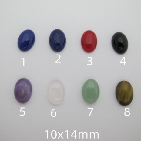 10 Cabochons10x14mm en pierre fine