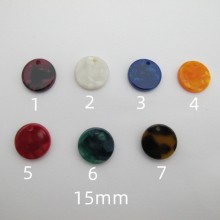 20 pcs Pendentif rond en acétate 15mm