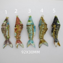 5 pendentif poisson Cloisonnée