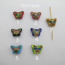 50 perles papillon Cloisonnée