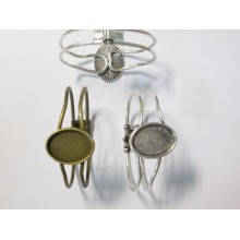 5 Support Bracelet en Métal pour cabochons ovale 18x25mm