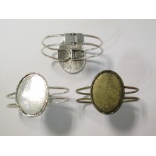 5 Metal Bracelet Holder for oval cabochons 30x40mm